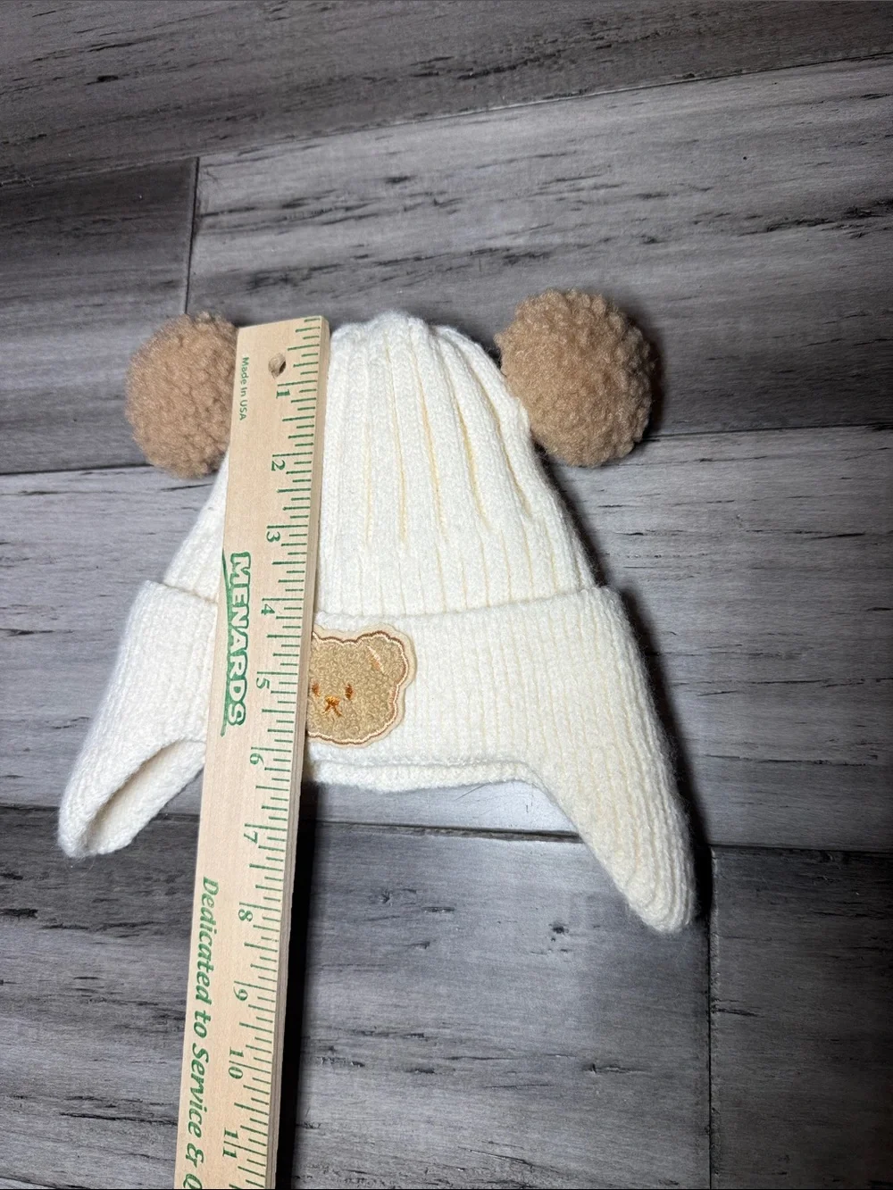 Kids Cream Bear Hat and Tan Fur-Lined Booties Set
